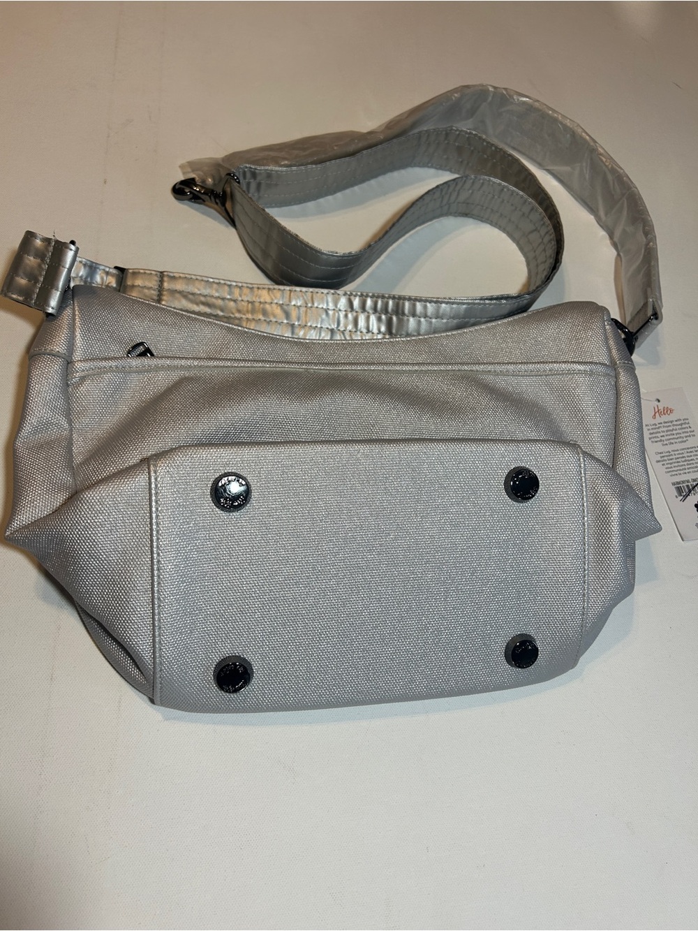Lug Crossbody Shoulder Bag Silver Gray Quilted NWT Adjustable Strap - Picture 4 of 8